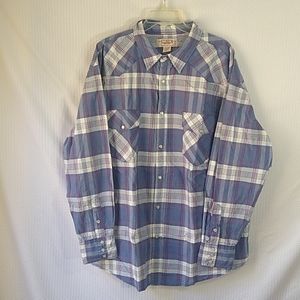 mig Mac Work Wear Blue Plaid Snap Front Western Wear Shirt XXL
